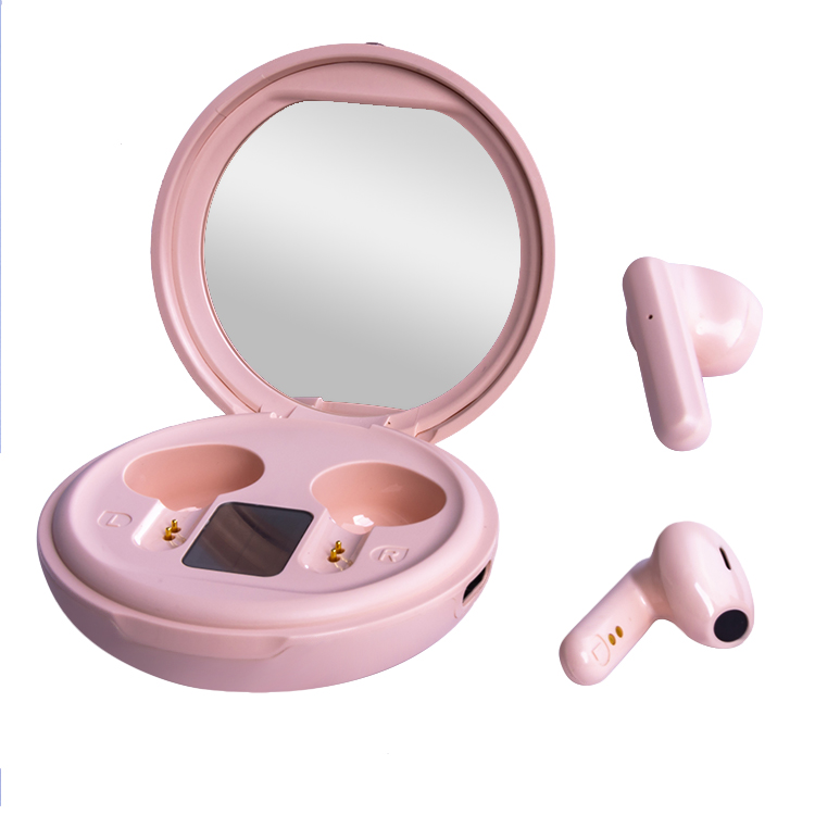 粉色帶鏡TWS耳機